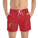 Swim Trunks — Red Hustle Globe Graphic Swim Shorts