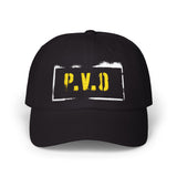 Dad Cap — P.V.D. Distressed Logo Hat | Vintage-Stencil Baseball Cap for Urban, Casual Wear