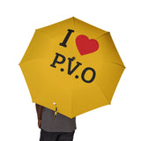 Umbrella — "I  PVO" Yellow Semi-Automatic Foldable Umbrella