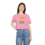 Crop Tee — Retro Block Text "NEW P.V.O NEW HYPE"