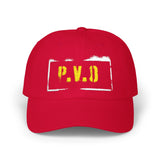 Dad Cap — P.V.D. Distressed Logo Hat | Vintage-Stencil Baseball Cap for Urban, Casual Wear