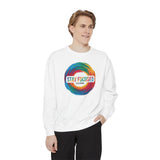 Stay Focused Rainbow Crewneck Sweatshirt — Motivational Graphic Sweatshirt