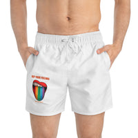 Keep Your Feelings Swim Trunks - Fun Rainbow Beachwear for Summer Vibes
