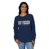 Stay Focused Unisex French Terry Crewneck Sweatshirt, Visionary Design Apparel, Casual Fashion, Gift for Dreamers, Inspirational Clothing