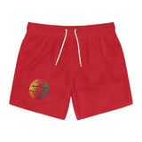 Swim Trunks — Red Hustle Globe Graphic Swim Shorts