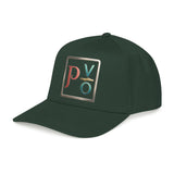 Embroidered PVŌ Square Logo Baseball Cap — Forest Green Mid-Profile Snapback