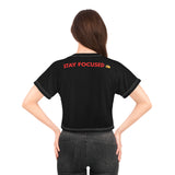 Stylish Crop Tee: Stay Focused | Trendy Black Shirt, Casual Wear, Gift for Her, Summer Fashion, Fitness Apparel