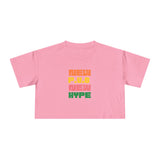 Crop Tee — Retro Block Text "NEW P.V.O NEW HYPE"