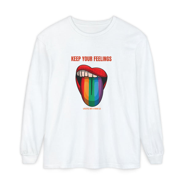 Keep Your Feelings Unisex Long Sleeve T-Shirt - Colorful Rainbow Design