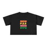 Crop Tee — Retro Block Text "NEW P.V.O NEW HYPE"