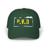 Dad Cap — P.V.D. Distressed Logo Hat | Vintage-Stencil Baseball Cap for Urban, Casual Wear