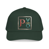 Embroidered PVŌ Square Logo Baseball Cap — Forest Green Mid-Profile Snapback