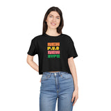 Crop Tee — Retro Block Text "NEW P.V.O NEW HYPE"